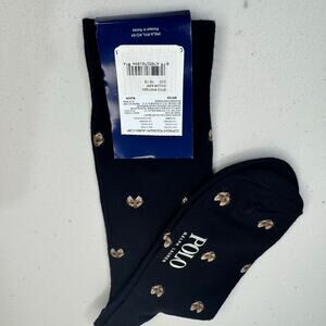 Polo Ralph Lauren Black Dress Socks Fox Critter Pattern Cotton Blend VTG Korea